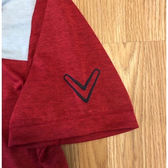 Callaway Mens Opti-Dri Red & Black Colorblock Polo Shirt - Picture 3 of 7